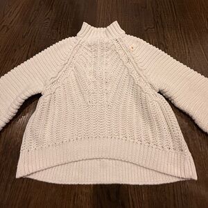 Free People Cream Cable Ribbed Turtleneck Sweater